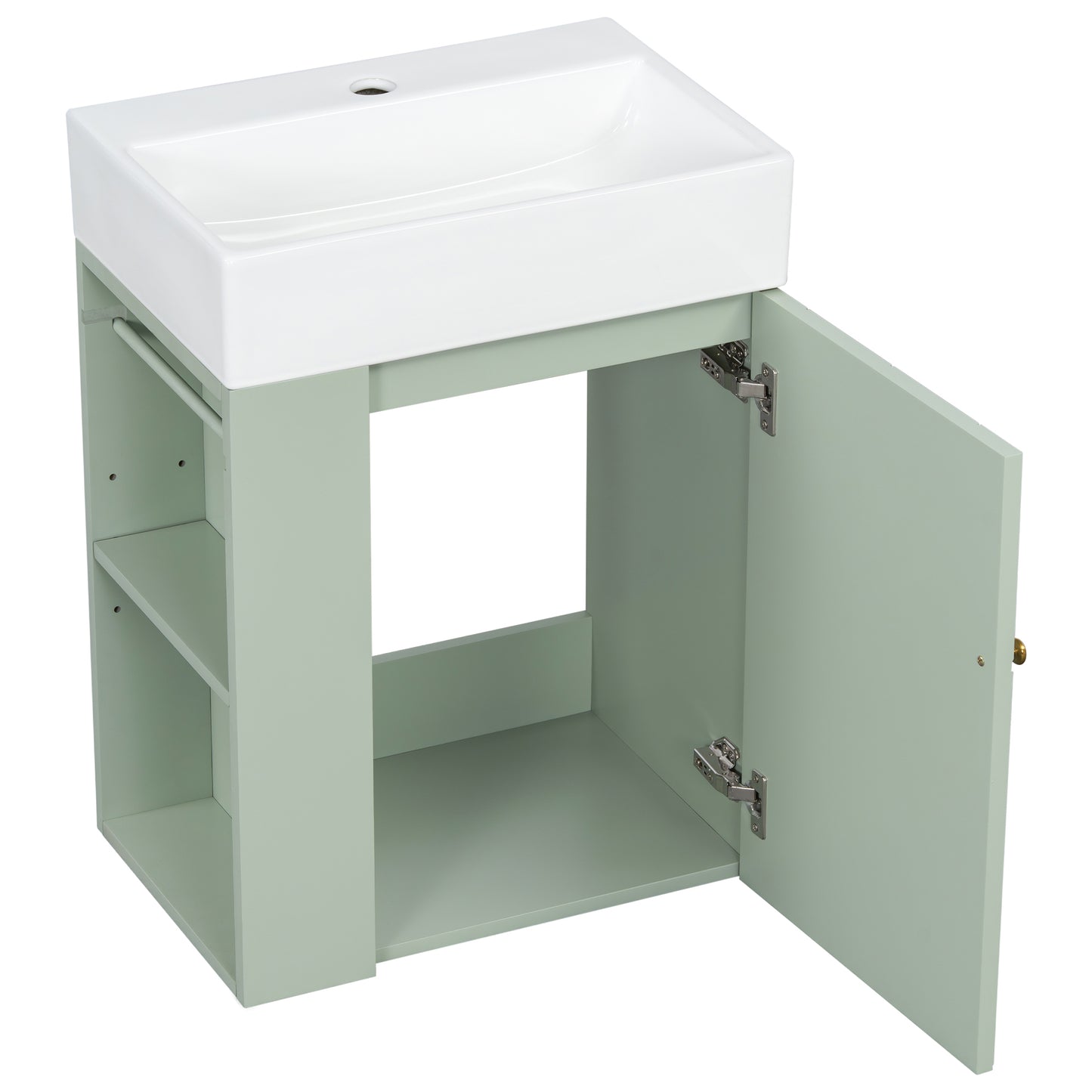 VanityFus 20-in Green Bathroom Vanity Single Sink Combo Ceramic Top 1 Soft Close Door Wall-mounted Adjustable Shelves