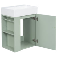 VanityFus 20-in Green Bathroom Vanity Single Sink Combo Ceramic Top 1 Soft Close Door Wall-mounted Adjustable Shelves