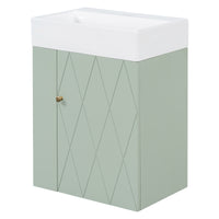 VanityFus 20-in Green Bathroom Vanity Single Sink Combo Ceramic Top 1 Soft Close Door Wall-mounted Adjustable Shelves