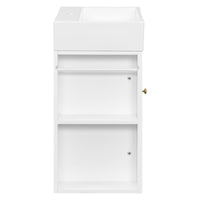 VanityFus 20-in White Bathroom Vanity Single Sink Combo Ceramic Top 1 Soft Close Door Wall-mounted Adjustable Shelves