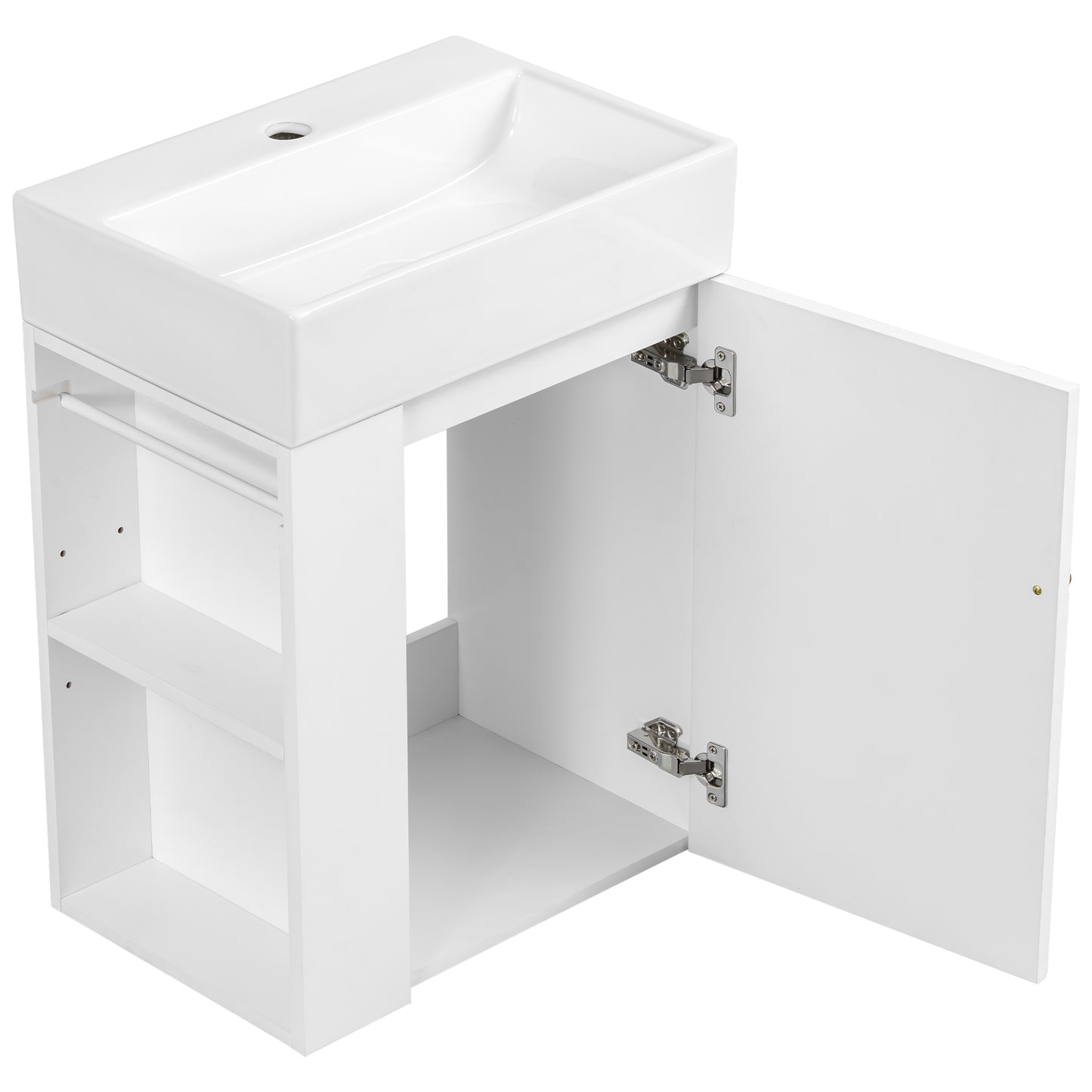 VanityFus 20-in White Bathroom Vanity Single Sink Combo Ceramic Top 1 Soft Close Door Wall-mounted Adjustable Shelves