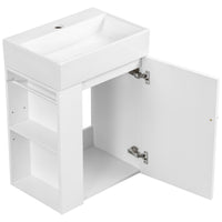 VanityFus 20-in White Bathroom Vanity Single Sink Combo Ceramic Top 1 Soft Close Door Wall-mounted Adjustable Shelves