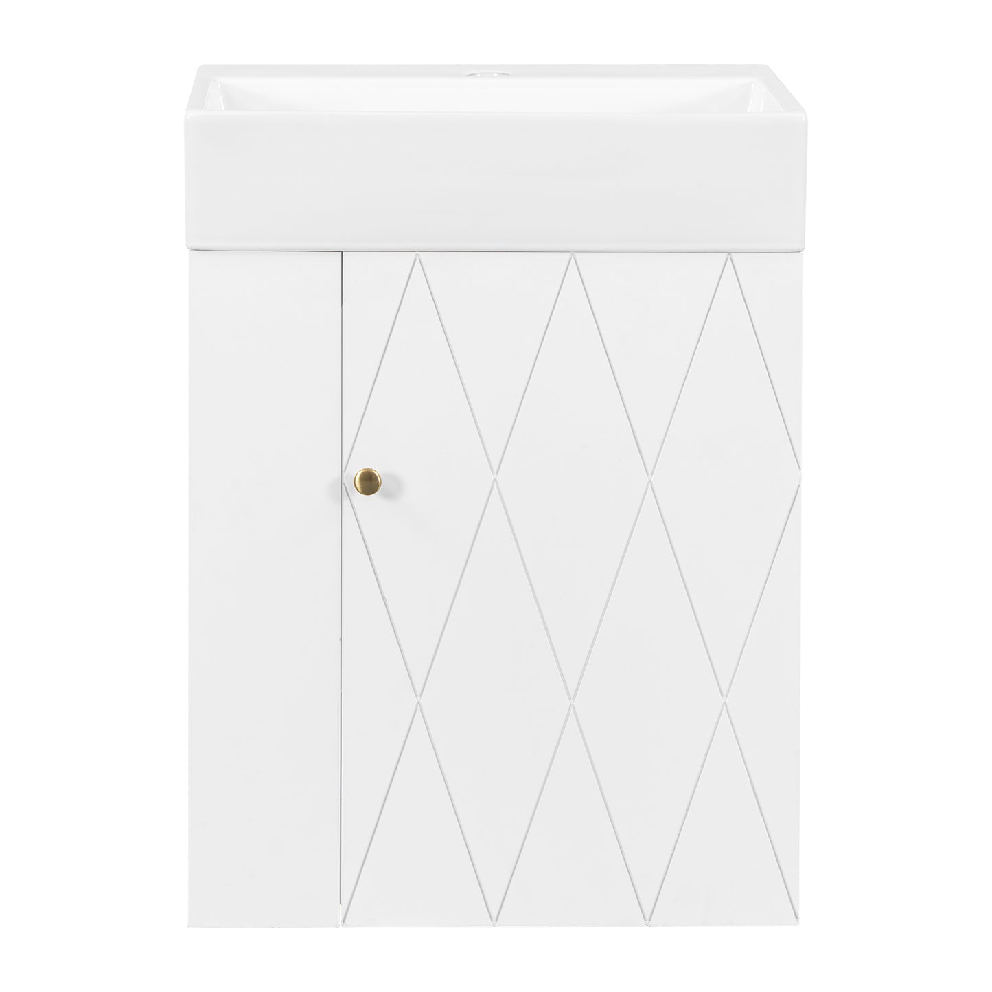 VanityFus 20-in White Bathroom Vanity Single Sink Combo Ceramic Top 1 Soft Close Door Wall-mounted Adjustable Shelves