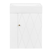 VanityFus 20-in White Bathroom Vanity Single Sink Combo Ceramic Top 1 Soft Close Door Wall-mounted Adjustable Shelves