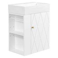 VanityFus 20-in White Bathroom Vanity Single Sink Combo Ceramic Top 1 Soft Close Door Wall-mounted Adjustable Shelves
