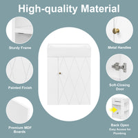 VanityFus 20-in White Bathroom Vanity Single Sink Combo Ceramic Top 1 Soft Close Door Wall-mounted Adjustable Shelves