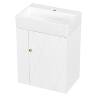 VanityFus 20-in White Bathroom Vanity Single Sink Combo Ceramic Top 1 Soft Close Door Wall-mounted Adjustable Shelves