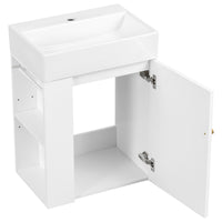 VanityFus 20-in White Bathroom Vanity Single Sink Combo Ceramic Top 1 Soft Close Door Wall-mounted Adjustable Shelves