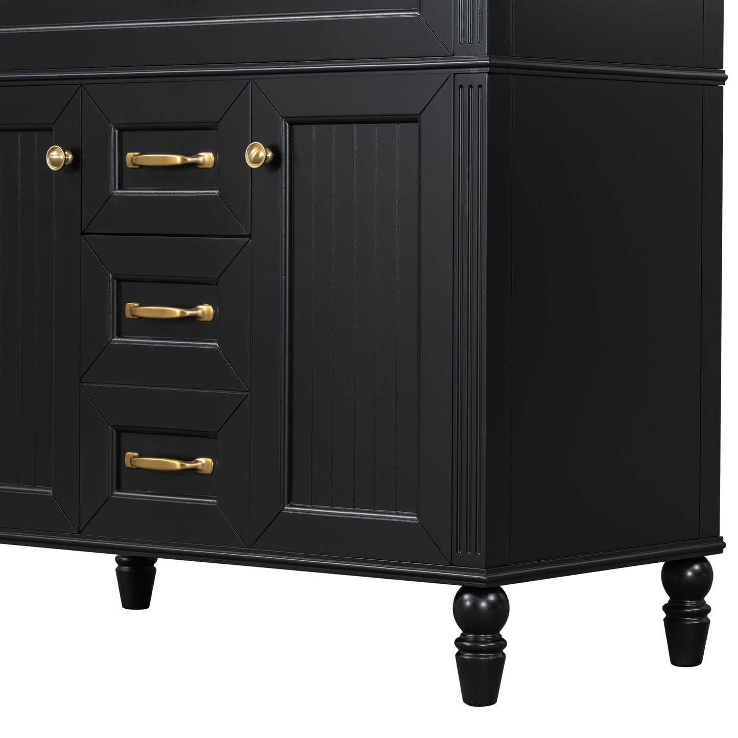 VanityFus 36-in Black Bathroom Vanity Single Sink Combo Ceramic Top 2 Soft Close Doors 3 drawers Undermount