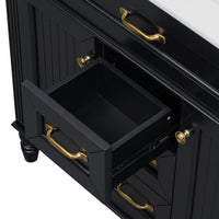 VanityFus 36-in Black Bathroom Vanity Single Sink Combo Ceramic Top 2 Soft Close Doors 3 drawers Undermount