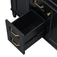 VanityFus 36-in Black Bathroom Vanity Single Sink Combo Ceramic Top 2 Soft Close Doors 3 drawers Undermount