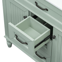 VanityFus 36-in Green Bathroom Vanity Single Sink Combo Ceramic Top 2 Soft Close Doors 3 drawers Undermount