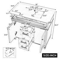 VanityFus 36-in Green Bathroom Vanity Single Sink Combo Ceramic Top 2 Soft Close Doors 3 drawers Undermount