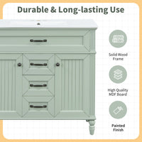 VanityFus 36-in Green Bathroom Vanity Single Sink Combo Ceramic Top 2 Soft Close Doors 3 drawers Undermount