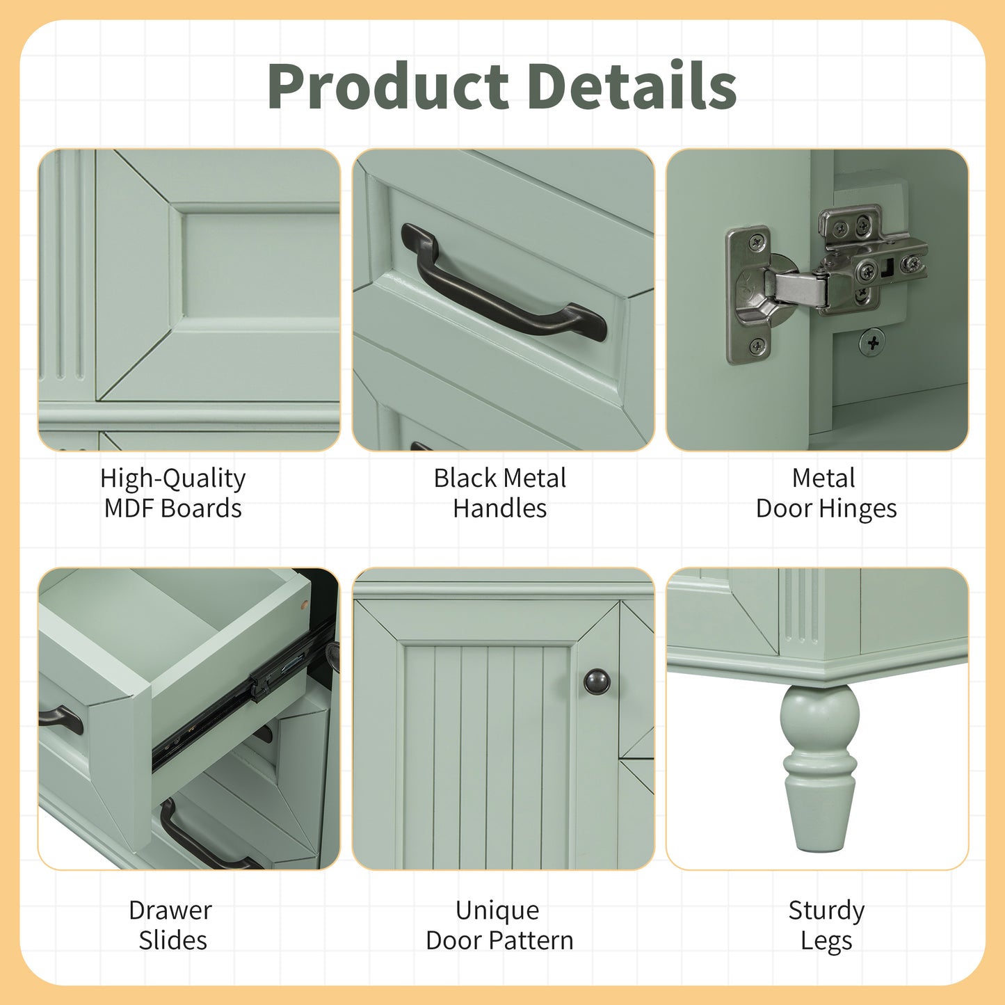 VanityFus 36-in Green Bathroom Vanity Single Sink Combo Ceramic Top 2 Soft Close Doors 3 drawers Undermount