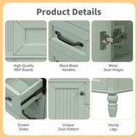 VanityFus 36-in Green Bathroom Vanity Single Sink Combo Ceramic Top 2 Soft Close Doors 3 drawers Undermount