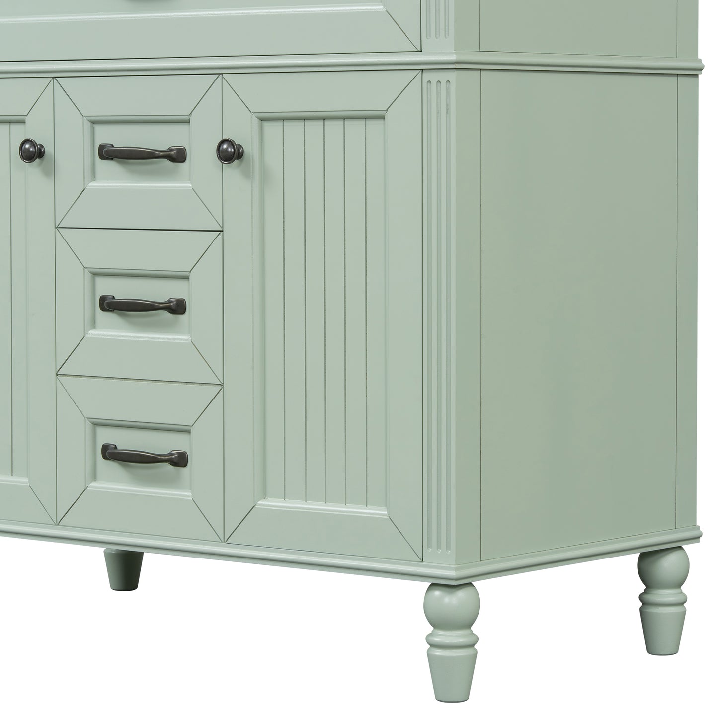 VanityFus 36-in Green Bathroom Vanity Single Sink Combo Ceramic Top 2 Soft Close Doors 3 drawers Undermount