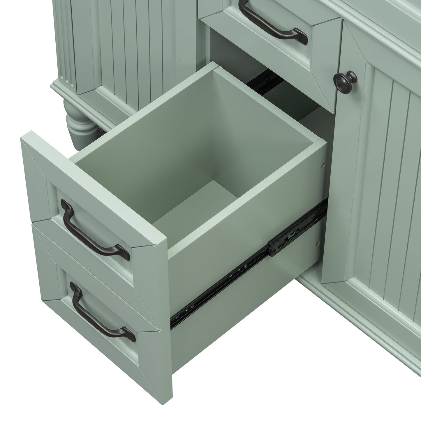 VanityFus 36-in Green Bathroom Vanity Single Sink Combo Ceramic Top 2 Soft Close Doors 3 drawers Undermount