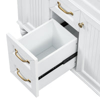 VanityFus 36-in White Bathroom Vanity Single Sink Combo Ceramic Top 2 Soft Close Doors 3 drawers Undermount