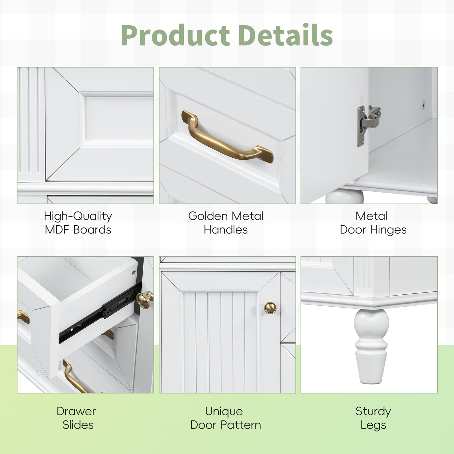VanityFus 36-in White Bathroom Vanity Single Sink Combo Ceramic Top 2 Soft Close Doors 3 drawers Undermount