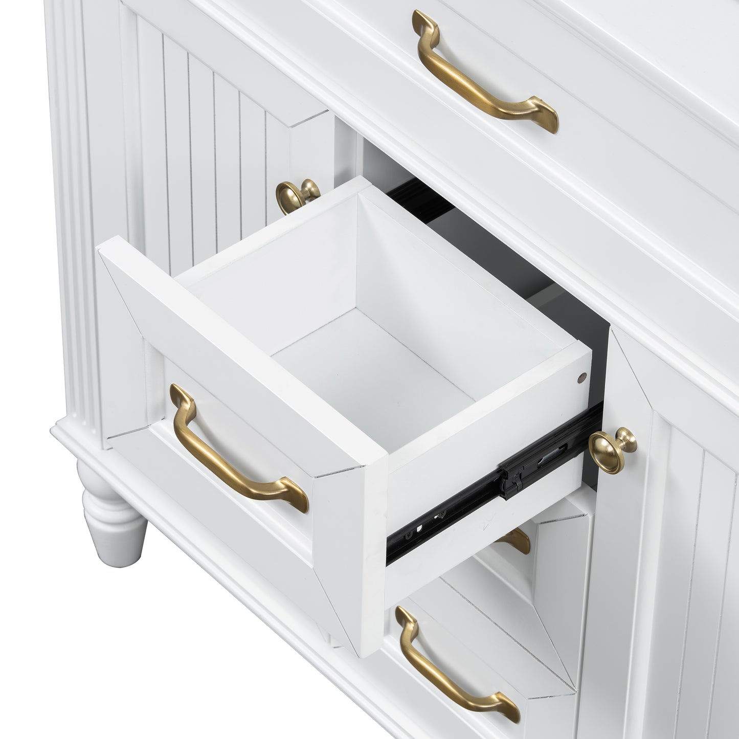 VanityFus 36-in White Bathroom Vanity Single Sink Combo Ceramic Top 2 Soft Close Doors 3 drawers Undermount