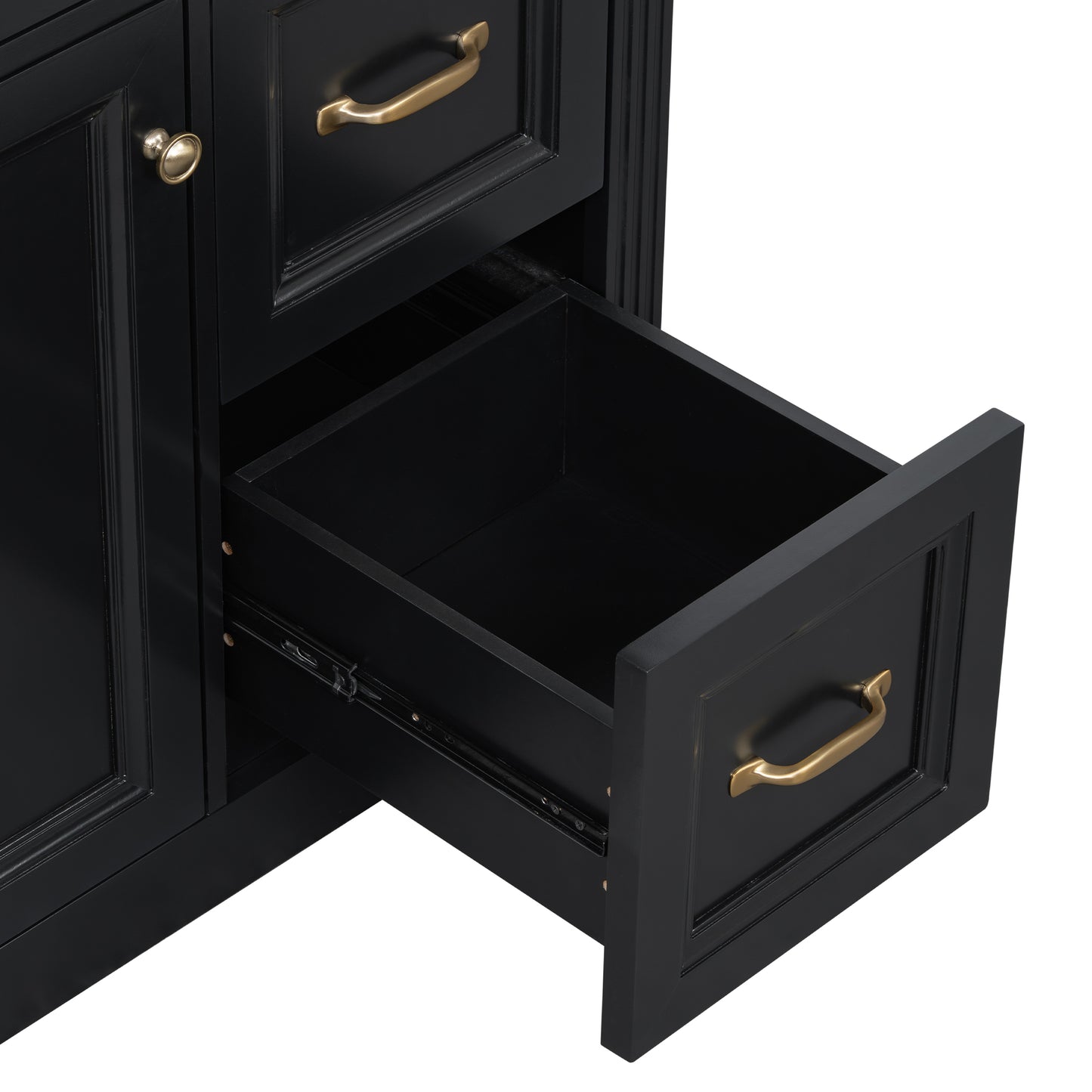 VanityFus 36-in Black Bathroom Vanity Single Sink Combo Ceramic Top 1 Soft Close Door 4 drawers Undermount Adjustable Shelves