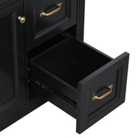 VanityFus 36-in Black Bathroom Vanity Single Sink Combo Ceramic Top 1 Soft Close Door 4 drawers Undermount Adjustable Shelves
