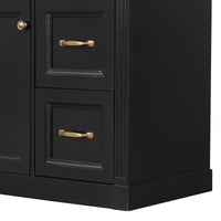 VanityFus 36-in Black Bathroom Vanity Single Sink Combo Ceramic Top 1 Soft Close Door 4 drawers Undermount Adjustable Shelves