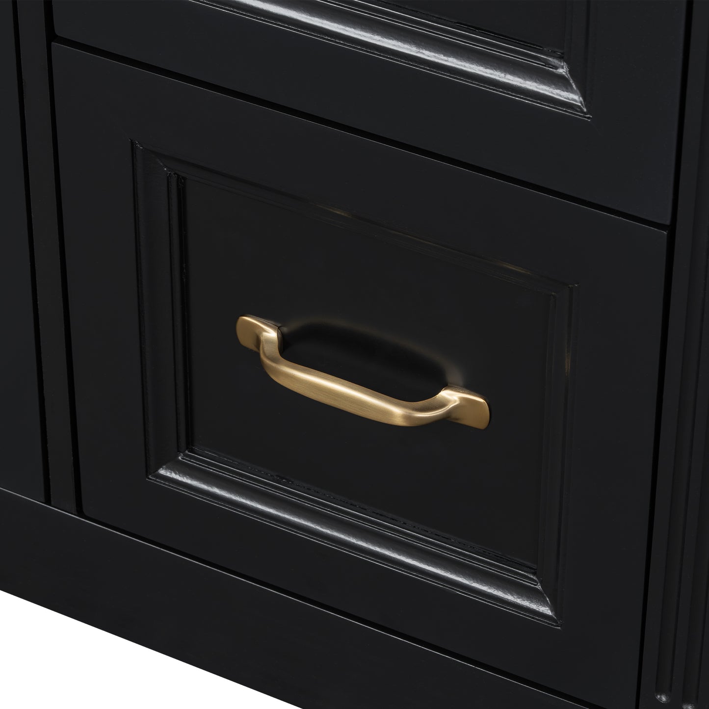 VanityFus 36-in Black Bathroom Vanity Single Sink Combo Ceramic Top 1 Soft Close Door 4 drawers Undermount Adjustable Shelves