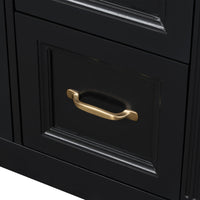 VanityFus 36-in Black Bathroom Vanity Single Sink Combo Ceramic Top 1 Soft Close Door 4 drawers Undermount Adjustable Shelves