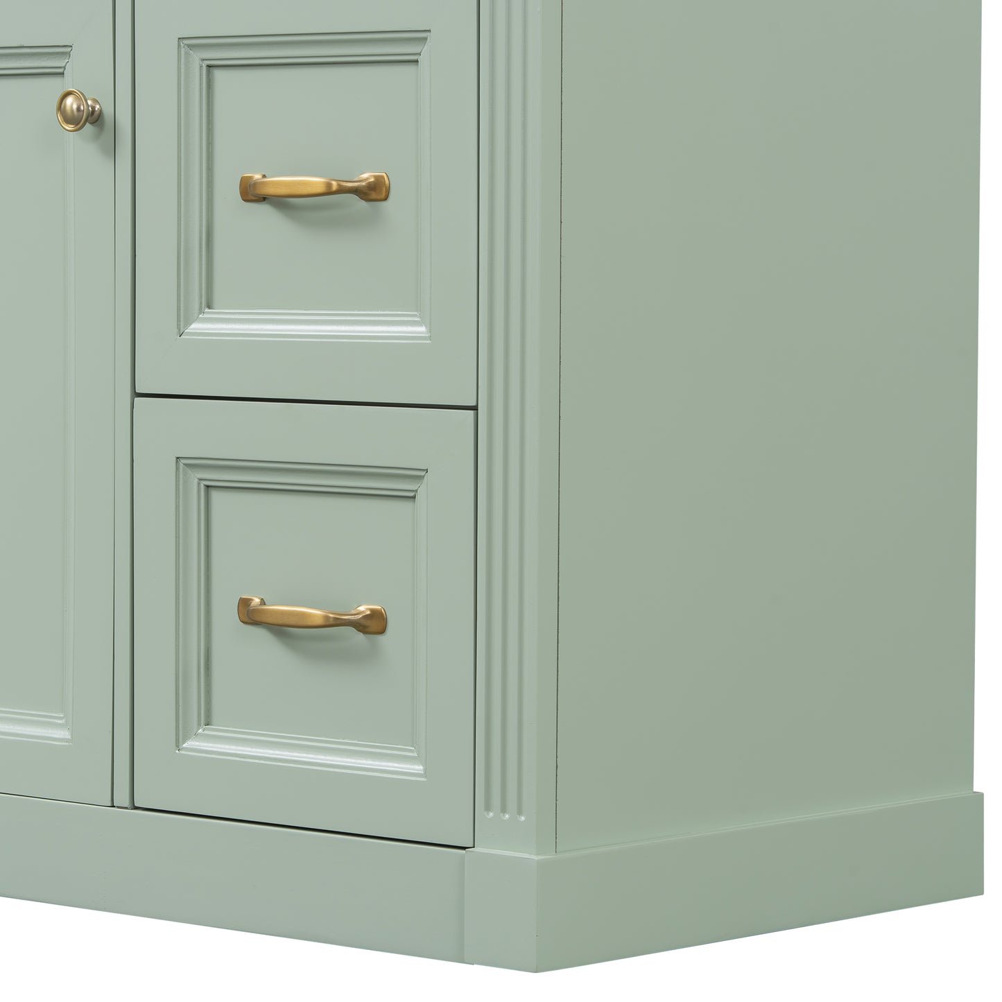 VanityFus 36-in Green Bathroom Vanity Single Sink Combo Ceramic Top 1 Soft Close Door 4 drawers Undermount Adjustable Shelves