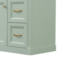 VanityFus 36-in Green Bathroom Vanity Single Sink Combo Ceramic Top 1 Soft Close Door 4 drawers Undermount Adjustable Shelves