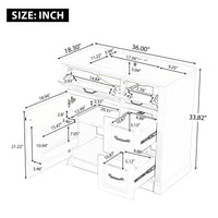 VanityFus 36-in White Bathroom Vanity Single Sink Combo Ceramic Top 1 Soft Close Door 4 drawers Undermount Adjustable Shelves