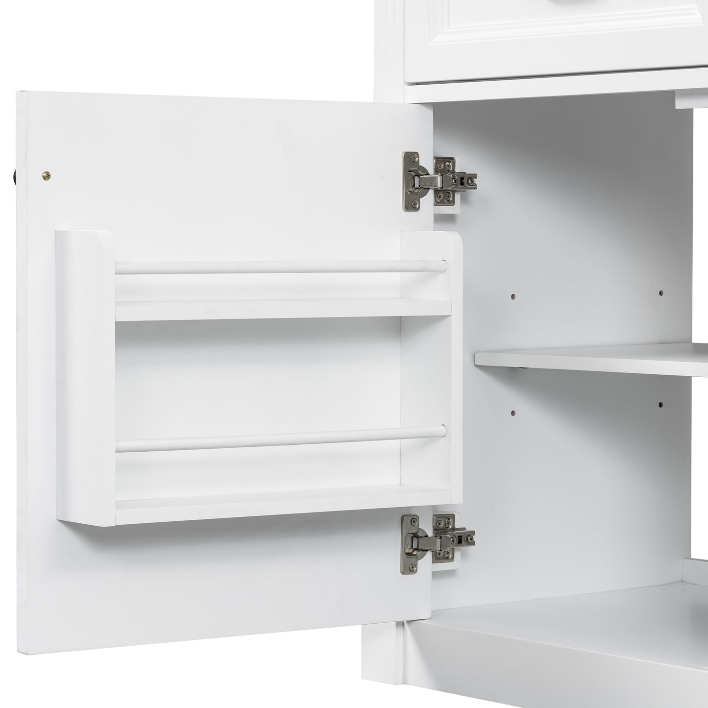VanityFus 36-in White Bathroom Vanity Single Sink Combo Ceramic Top 1 Soft Close Door 4 drawers Undermount Adjustable Shelves