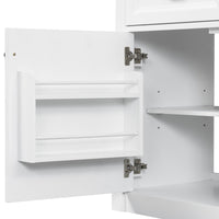 VanityFus 36-in White Bathroom Vanity Single Sink Combo Ceramic Top 1 Soft Close Door 4 drawers Undermount Adjustable Shelves