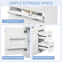 VanityFus 36-in White Bathroom Vanity Single Sink Combo Ceramic Top 1 Soft Close Door 4 drawers Undermount Adjustable Shelves