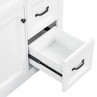 VanityFus 36-in White Bathroom Vanity Single Sink Combo Ceramic Top 1 Soft Close Door 4 drawers Undermount Adjustable Shelves
