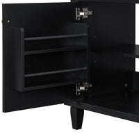 VanityFus 36-in Black Bathroom Vanity Single Sink Combo Ceramic Top 1 Soft Close Door 4 drawers Undermount Adjustable Shelves