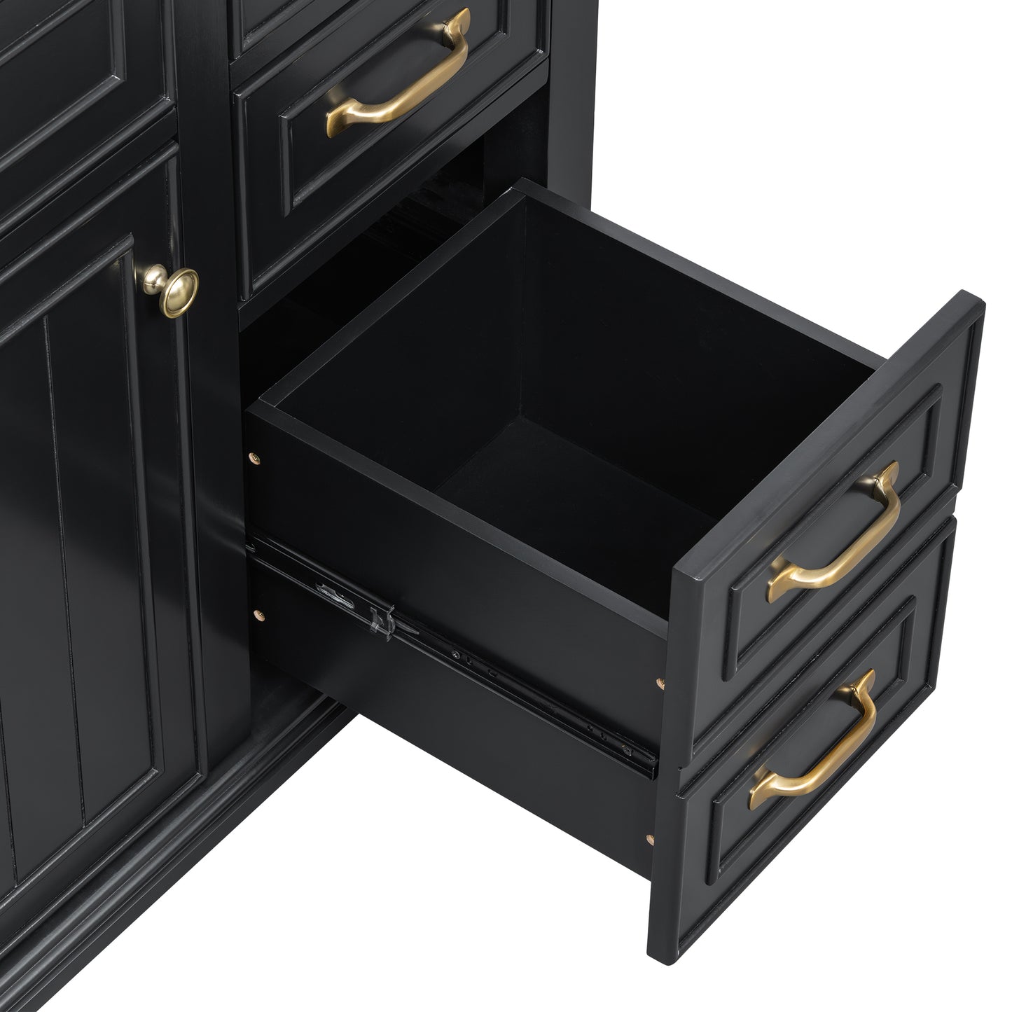 VanityFus 36-in Black Bathroom Vanity Single Sink Combo Ceramic Top 1 Soft Close Door 4 drawers Undermount Adjustable Shelves
