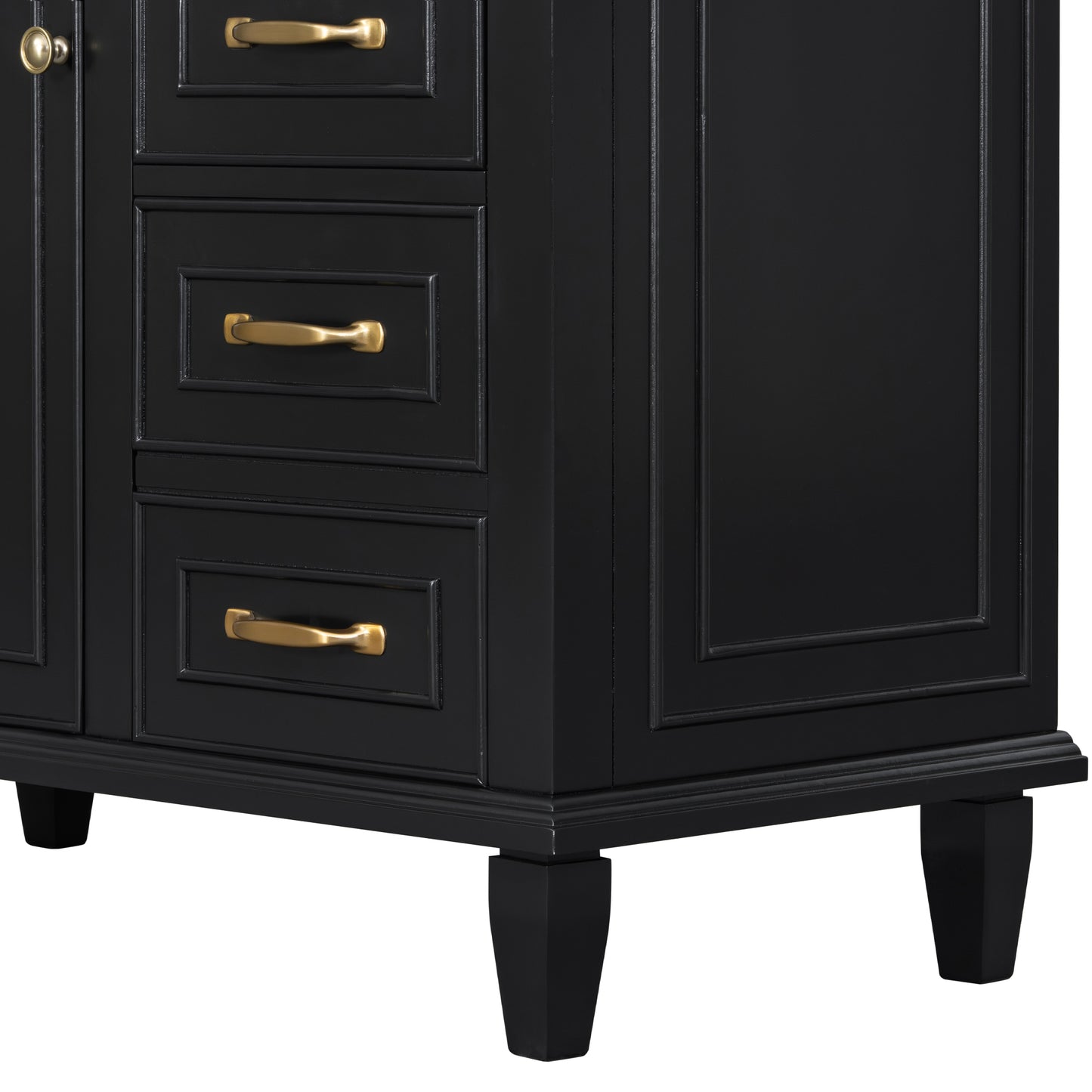 VanityFus 36-in Black Bathroom Vanity Single Sink Combo Ceramic Top 1 Soft Close Door 4 drawers Undermount Adjustable Shelves