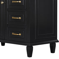 VanityFus 36-in Black Bathroom Vanity Single Sink Combo Ceramic Top 1 Soft Close Door 4 drawers Undermount Adjustable Shelves