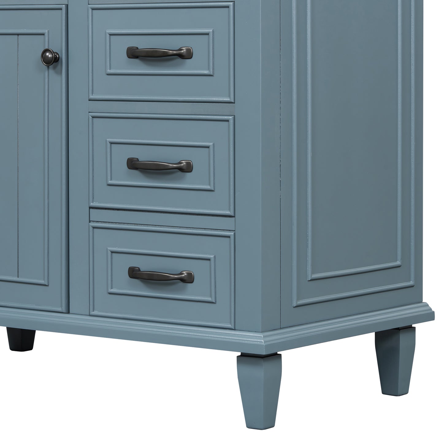 VanityFus 36-in Blue Grey Bathroom Vanity Single Sink Combo Ceramic Top 1 Soft Close Door 4 drawers Undermount Adjustable Shelves