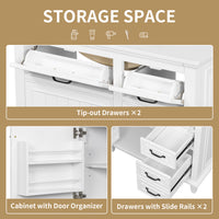 VanityFus 36-in Bathroom Vanity White Single Sink Combo with Ceramic Top 1 Soft Close Door 4 Drawers Adjustable Shelves