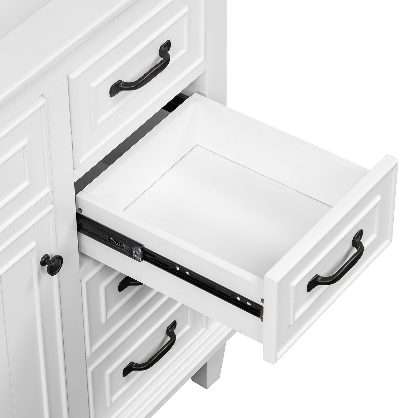 VanityFus 36-in Bathroom Vanity White Single Sink Combo with Ceramic Top 1 Soft Close Door 4 Drawers Adjustable Shelves