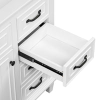 VanityFus 36-in Bathroom Vanity White Single Sink Combo with Ceramic Top 1 Soft Close Door 4 Drawers Adjustable Shelves