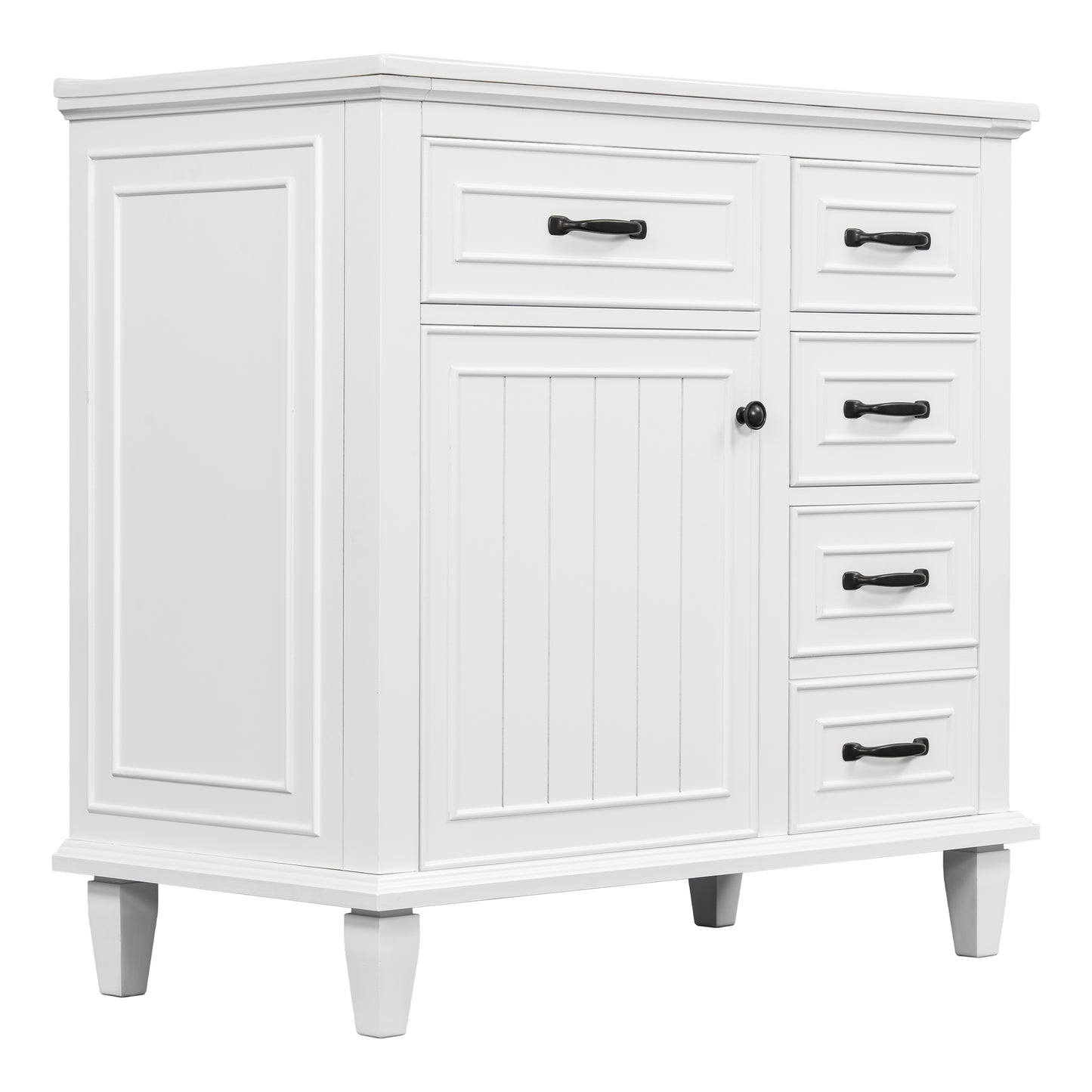 VanityFus 36-in Bathroom Vanity White Single Sink Combo with Ceramic Top 1 Soft Close Door 4 Drawers Adjustable Shelves