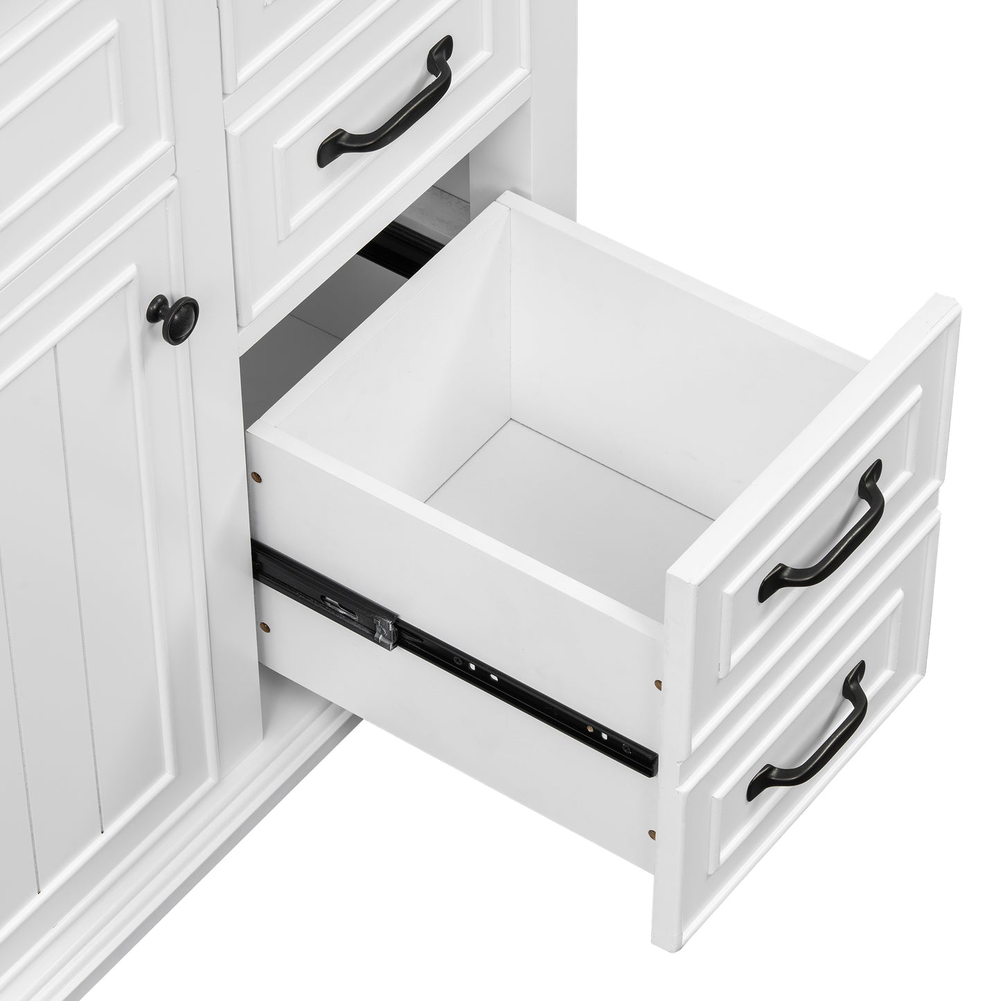 VanityFus 36-in Bathroom Vanity White Single Sink Combo with Ceramic Top 1 Soft Close Door 4 Drawers Adjustable Shelves
