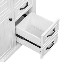 VanityFus 36-in Bathroom Vanity White Single Sink Combo with Ceramic Top 1 Soft Close Door 4 Drawers Adjustable Shelves