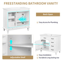VanityFus 36-in Bathroom Vanity White Single Sink Combo with Ceramic Top 1 Soft Close Door 4 Drawers Adjustable Shelves