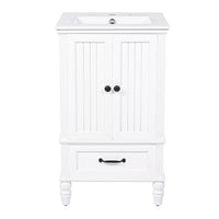 VanityFus 20-in Bathroom Vanity White Single Sink Combo with Ceramic Top 2 Doors 1 Drawer